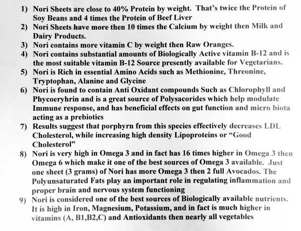 Raw Organic Nori Seaweed Sheets 200 pack