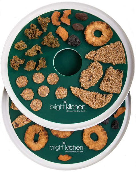 8 Silicone Dehydrator Sheets NON-Toxic for Nesco Round Dehydrators Fruit Roll Up Fruit Leather Circle ReUsable Flexible Non Stick - 8 FLAT Sheets