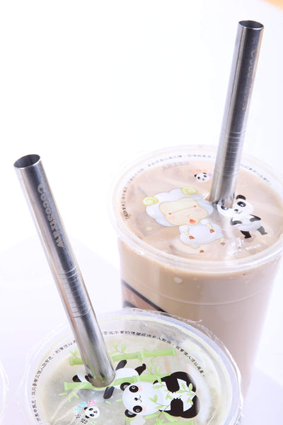 2 POINT END BOBA Straw Stainless Steel Extra Wide 1/2" x 9.5" Long Tapioca Pearl Bubble Tea Thick FAT - CocoStraw Brand