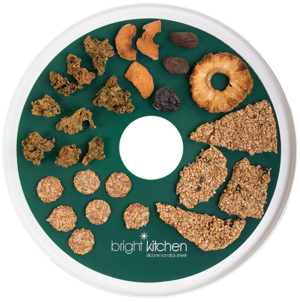 2 Silicone Dehydrator Sheets NON-Toxic for Nesco Round Dehydrators Fruit Roll Up Fruit Leather Circle ReUsable Flexible Non Stick - 2 FLAT Sheets