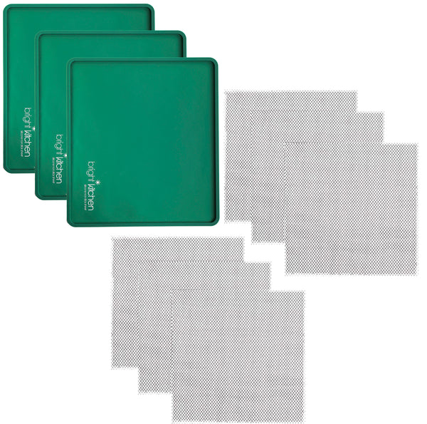 3 Flat Silicone Dehydrator Sheets Compatible With Cosori Premium CP267-FD Non Stick Dryer Mats for Jerky, Fruit, Herbs, Chips, Crackers Tray Liners