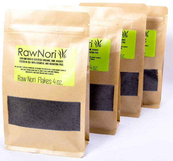 RawNori Organic Raw Nori Flakes Vegan 4oz / 113g Non-GMO, Dried Sushi Seaweed