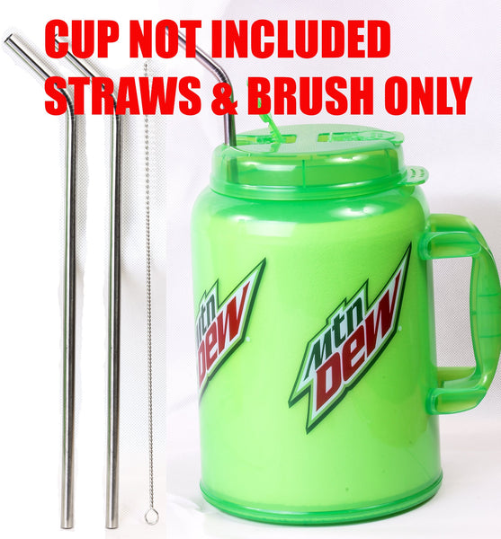 2 JUMBO 14" Stainless Steel Straws 100 oz HUGE SUPER LONG Drinking Wide Compatible With Whirley Insulated Travel Mug FOAM Truck Stop Cups