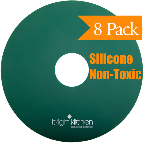 8 Silicone Dehydrator Sheets NON-Toxic for Nesco Round Dehydrators Fruit Roll Up Fruit Leather Circle ReUsable Flexible Non Stick - 8 FLAT Sheets