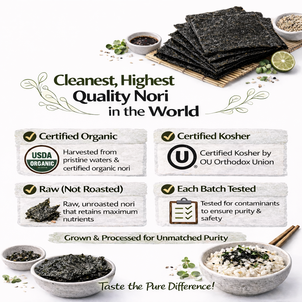 Raw Organic Nori Seaweed Sheets 50 pack - Sushi Wraps – RawNori.com