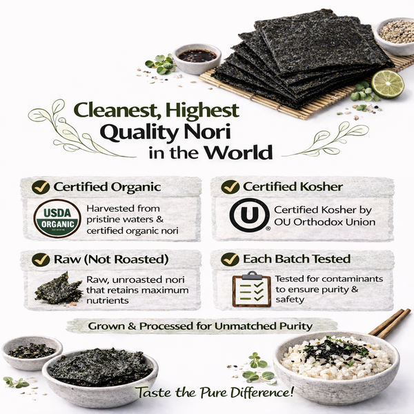 Raw Organic Nori Seaweed Sheets 50 pack