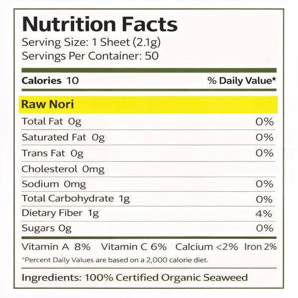 Raw Organic Nori Sheets (100 Sheets)     - 2 Pack