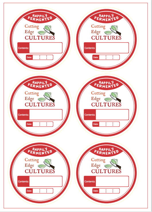 Fermenting Sticker Label Set Cutting Edge Cultures