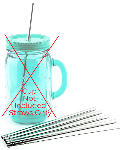 4 Pack Cocostraw for Aladdin Mason Jar 32 oz Tumbler PerfectFIT 18/8 Stainless Steel Drinking Straws With Cleaning Brush