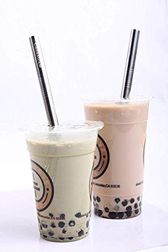 8 Point End BOBA Straw Stainless Steel Extra Wide 1/2" x 9.5" Long Tapioca Pearl Bubble Tea Thick FAT - CocoStraw Brand