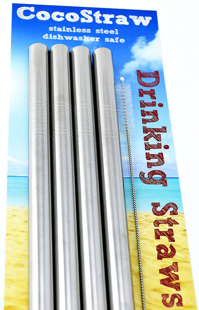 2 Boba Straw Stainless Steel Extra Wide 1/2 x 9.5 Long Tapioca Pearl Bubble Tea Thick Fat - CocoStraw Brand