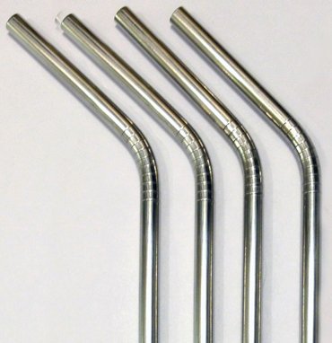 CocoStraw 4 Pack Stainless Steel Drinking Straws - Retail Package