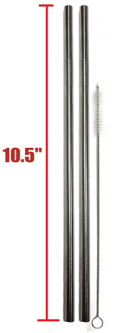 EXTRA LONG Stainless Steel Drinking Straws 10.5" Length 2 Qty - Wide Straight