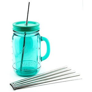 Plastic Mason Jar Cups with Lid and Straw