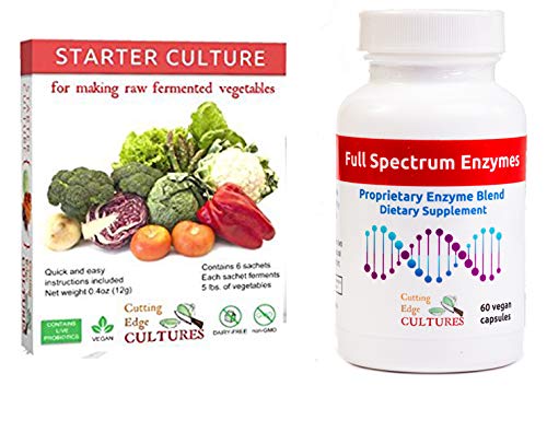 Cutting Edge Cultures Vegetable Starter Culture, 6 Pouches, 12g (1 Box Veg Starter + 1 Bottle Enzymes)