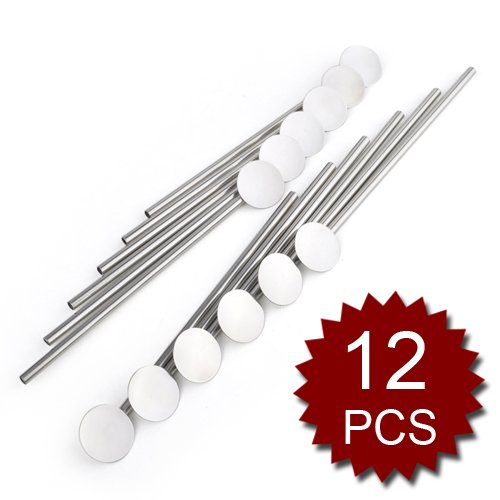 12 Pcs Stainless Steel Spoon Straws, Straw Stirrers, 7.5 inch, Party Favor Drinking Mint Julep Metal Stir Stick CocoStraw