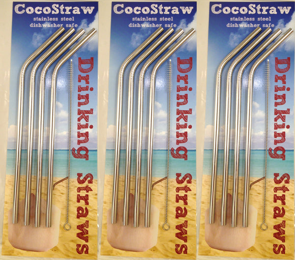 Reusable Straws - Stainless Steel Drinking - Set of 12 + 3 Cleaners - Eco Friendly, SAFE, NON-TOXIC non-plastic