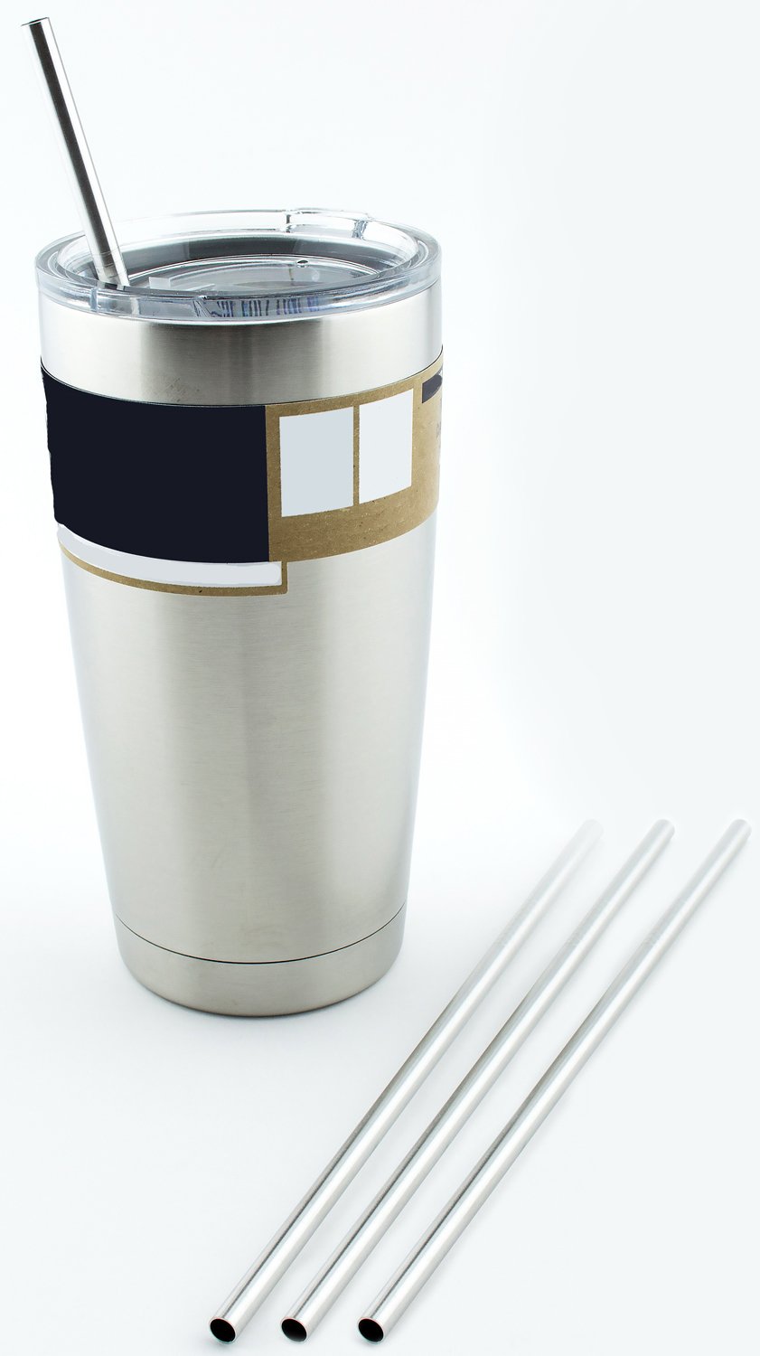 4 Long Bend 9.5 inch Stainless Straws 30 oz Yeti Tumbler Rambler Vacuum Cups CocoStraw Brand Drinking Steel Straw 20 oz, Silver