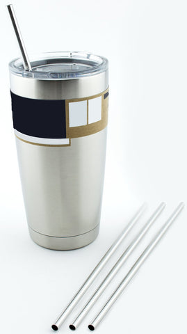 4 Stainless Steel Drinking Straws fits Yeti Tumbler Rambler Cups - CocoStraw Brand - for 20 oz