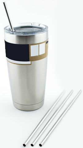 Stainless Steel Straws for Tervis Tumbler 24 oz Travel Insulated Clear Drinking Cup Lid CocoStraw Brand