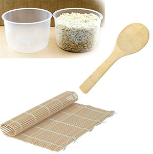 2 pack Rice Measuring Cup + Rice Paddle + Sushi Roller - Clear Bright Kitchen Brand Cooker Replacement Cup  (2 Rice Cups + Sushi Mat + Rice Paddle)