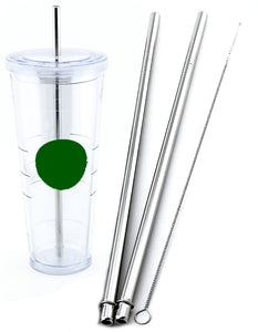 Reusable Clear Plastic Straws Replacement With 2 Straw Cleaning