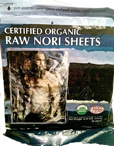 Raw Organic Nori Sheets 100 qty Pack + CocoDrill Coconut Tool -- Certified Vegan, Raw, Kosher Sushi Wrap Papers - Premium Unheated, Un Cooked, Untoasted, Dried - RAWFOOD