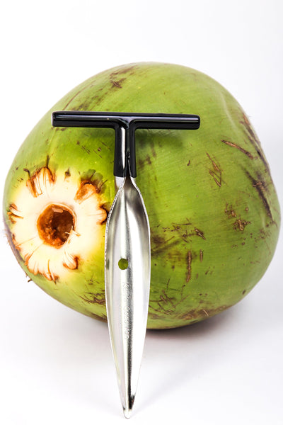 2 qty - Ken's CocoMon Coconut Opener Tool for Fresh GREEN Young Fruit Black Rubber Handle EZ Easy Grip SAFE (2 CocoMons)