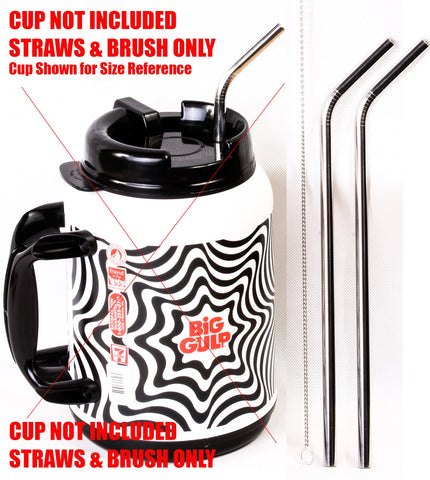 2 Big Gulp 11.5" JUMBO Stainless Steel Straw for 64 oz LONG Drinking Wide Insulated Whirley Travel Mug 7-11 Truck Stop Cup