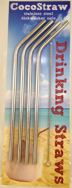 Gift Pack - Stainless Steel Reusable Drinking Straws 4 pack + Cleaning Brush *