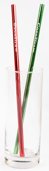 50 Xmas Christmas Metal Drinking Straws Red Green Reusable Eco Friendly 10.25" Tall Long