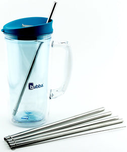 4 Pack Cocostraw for Bubba Envy 32 & 48 oz Big Tumbler PerfectFIT 18/8 Stainless Steel Drinking Straws With Cleaning Brush