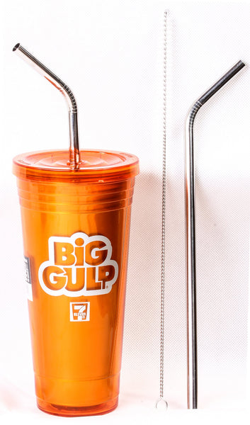 2 Big Gulp 11.5" JUMBO Stainless Steel Straw for 64 oz LONG Drinking Wide Insulated Whirley Travel Mug 7-11 Truck Stop Cup