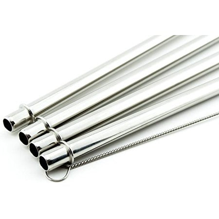 4 Pack Cocostraw Stainless Steel Straws for The Pioneer Woman Canning Jar 32 oz Tumbler 18/8 Drinking Cleaning Brush