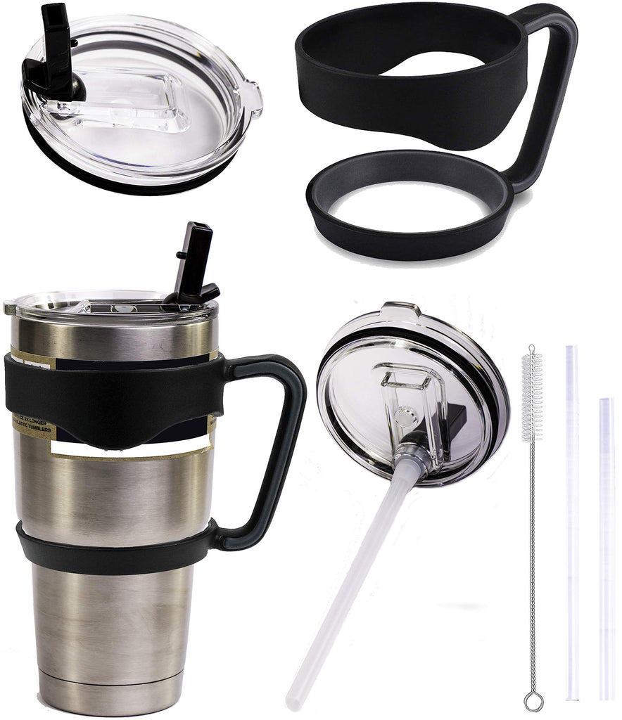 Travel Mug Sip Straw Lid + Handle 30 oz Flip Suction Replacement