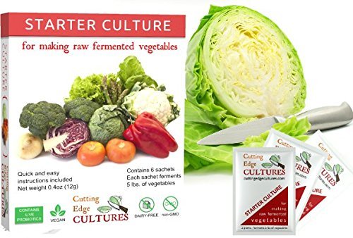 Cutting Edge Cultures Vegetable Starter Culture, 6 Pouches, 12g (1 Box Veg Starter + 1 Bottle Enzymes)