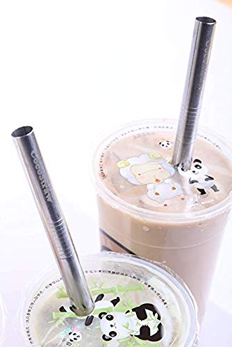 4 POINT END BOBA Straw Stainless Steel Extra Wide 1/2" x 9.5" Long Tapioca Pearl Bubble Tea Thick FAT - CocoStraw Brand