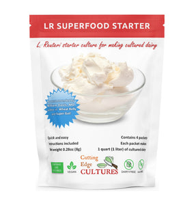 LR SuperFood Starter Culture + Prebio Plus L. Reuteri ProBiotic As Recommended By Dr William Davis Super Gut, MD Cultured Dairy Low And Slow Yogurt Lactobacillus