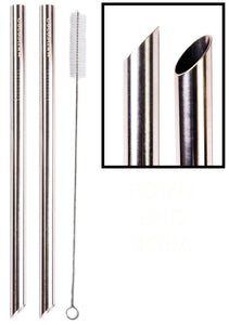 2 POINT END BOBA Straw Stainless Steel Extra Wide 1/2" x 9.5" Long Tapioca Pearl Bubble Tea Thick FAT - CocoStraw Brand