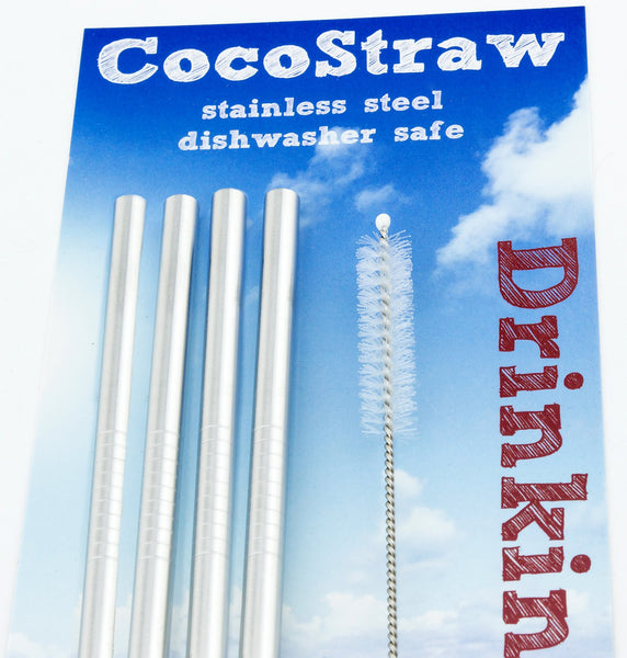 4 Stainless Steel Drinking Straws fits Yeti Tumbler Rambler Cups - CocoStraw Brand - for 20 oz