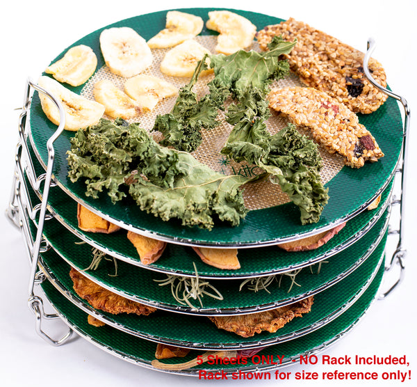 5 Dehydrating Sheets Compatible With Ninja Foodi Dehydrator - 8" Circle Non Stick Drying Herbs Chips Fruit Leather Jerky Food Liner Mats Pressure Cooker