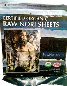 Raw Organic Nori Sheets 50 qty Pack! - Certified Vegan, Raw, Kosher Sushi Wrap Papers - Premium Unheated, Un Cooked, untoasted, dried - RAWFOOD