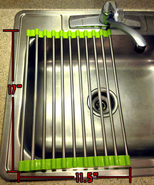 Folding Drain Rack Vegetable Rinsing Station - Stainless Steel Washing Station and Coladnder Drying Tray