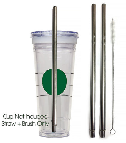 Travel Mug Replacement Straws- 2qty - Stainless Steel Drink for Hot & Cold Grande To-Go Drinking Tumbler Rambler Cups