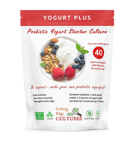 Yogurt Plus Probiotic Yogurt Starter Culture By Cutting Edge Cultures 4 grams 4 Packets