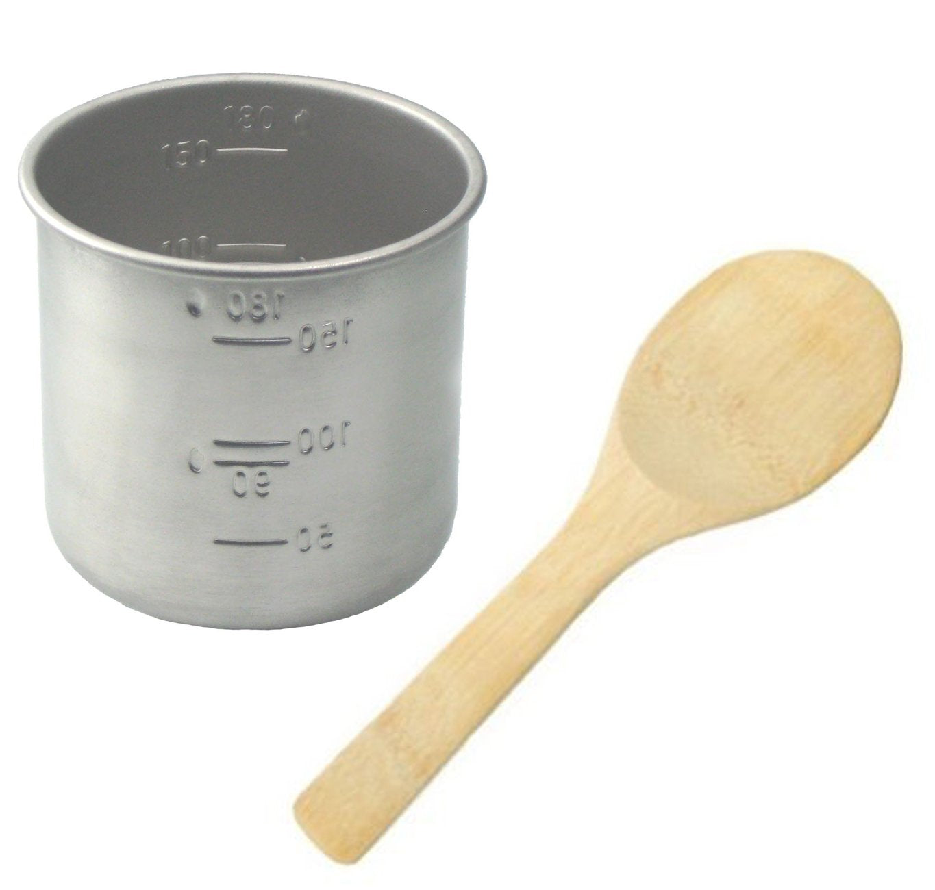 Stainless Steel Rice Measuring Cup + Rice Paddle Scoop Spatula Bamboo - Replacement for Japanese Electric Rice Cooker (1 Rice Cup + 1 Paddle)