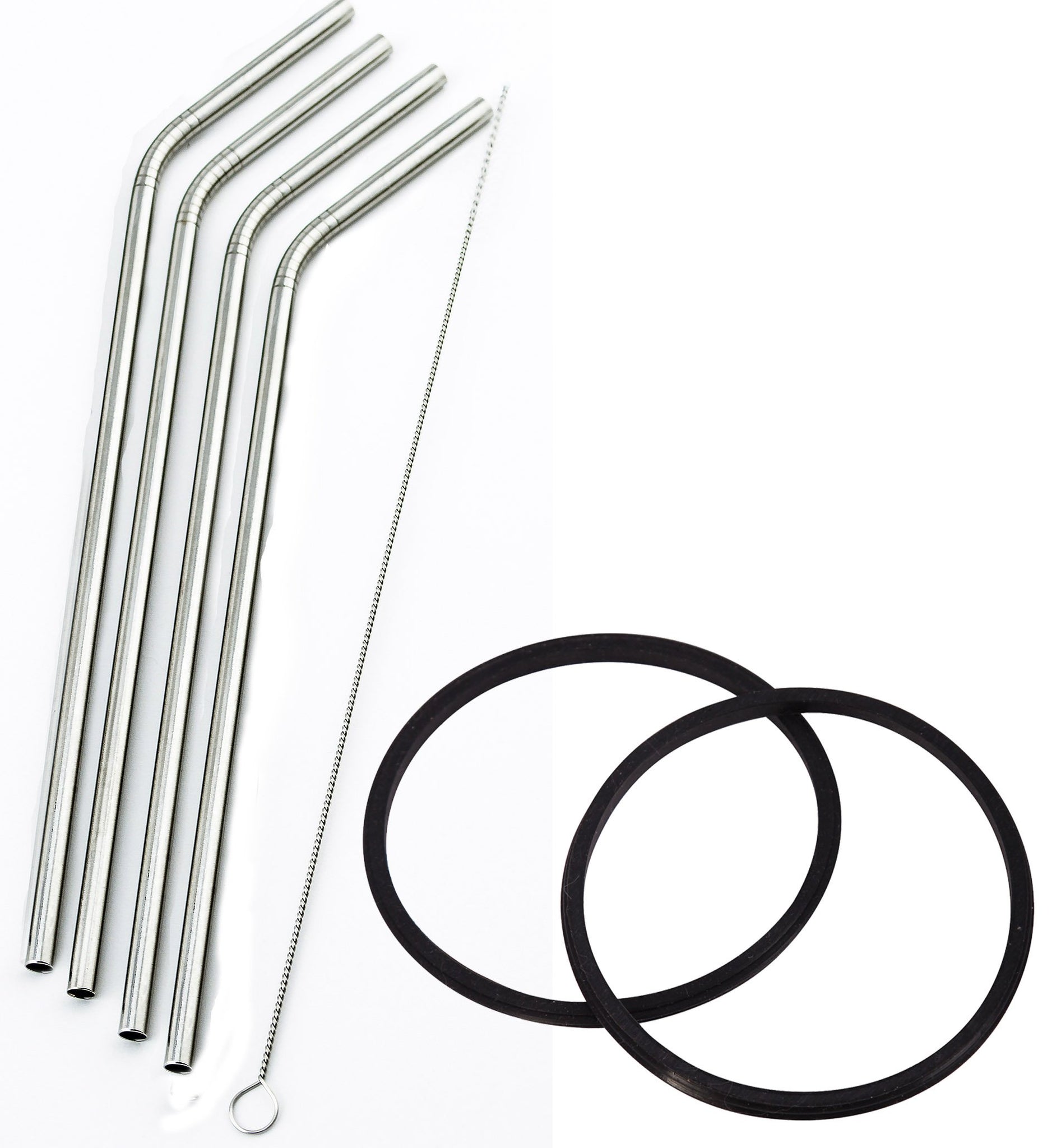 2 Pack Replacement Rubber Gasket Seal Ring 30 ounce oz Tumbler Vacuum Stainless Steel Cup Flex Spare O-Ring Top Lid CocoStraw Brand (2 Pack Gaskets 30oz + 4 Stainless Straws)