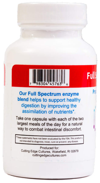 Full Spectrum Enzymes Cutting Edge Cultures VEGAN 60 capsules Proprietary Blend Digestion Protease Peptidase Bromelain & more