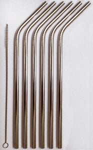 6 Reusable Straws - Stainless Steel Drinking - Set of 6 + 2 Cleaners - Eco Friendly, SAFE, NON-TOXIC non-plastic