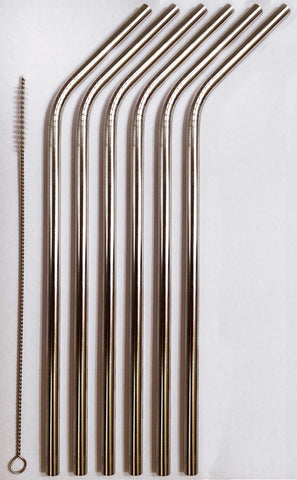 6 Reusable Straws - Stainless Steel Drinking - Set of 6 + 2 Cleaners - Eco Friendly, SAFE, NON-TOXIC non-plastic CocoStraw Brand